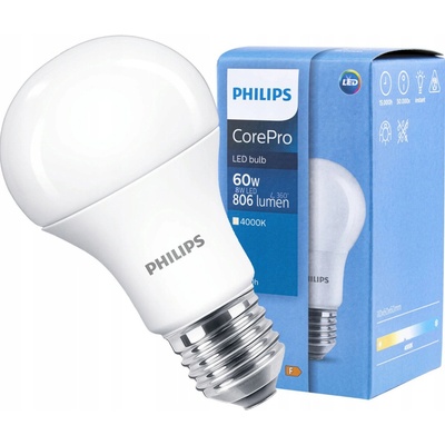 Philips LED žiarovka E27 A60 8W = 60W 806lm 4000K Neutrálna