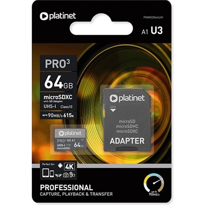 Platinet microSDXC 64GB C10/U3/A1 43999