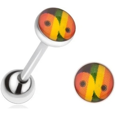 Šperky eshop piercing do jazyka z oceli žluto-oranžové číslo 96 W30.01