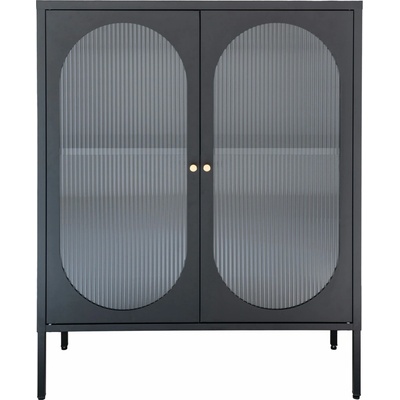 House Nordic Skleněná vitrína dvoudvéřová ADELAIDE 110x90 cm, černý kov