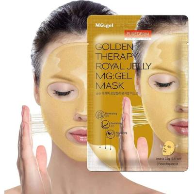 Purederm Корейска козметика регенерираща хидрогел маска за лице с пчелно млечице, злато, колаген и 8 растителни екстракта 23g (898900-99)
