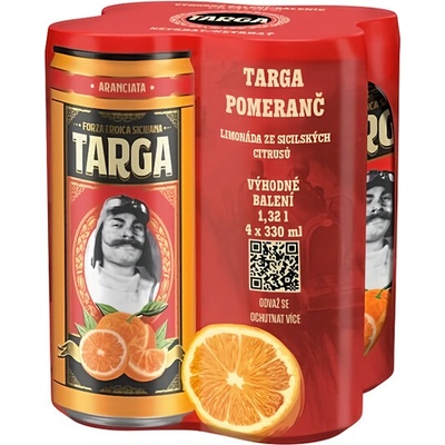 Targa Florio Arancia sycená pomerančová limonáda 4 x 330 ml