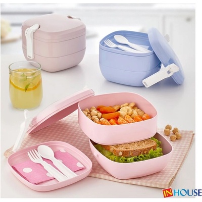 КУТИЯ ЗА ХРАНА 3 НИВА С ПРИБОРИ