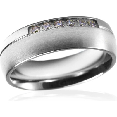 BM Jewellery Dámský prsten se zirkony z chirurgické oceli S47070
