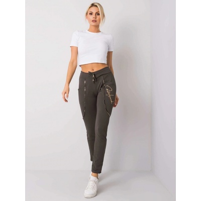 Relevance dámské tepláky se zlatým nápisem rv-dr-6046.12-khaki