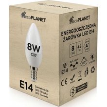 EcoPlanet LED žárovka E14 svíčka 8W 700lm neutrální bílá