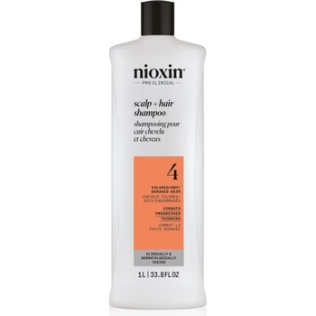 Nioxin System 4 Scalp + Hair Shampoo jemný šampon pro barvené a poškozené vlasy 1000 ml