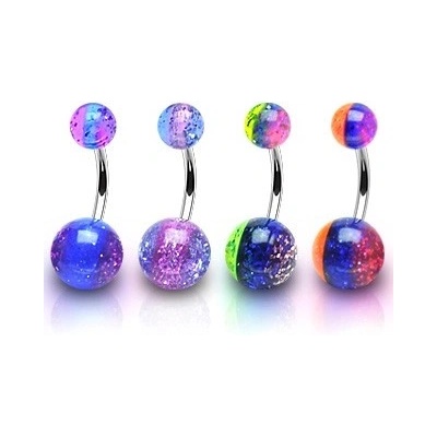 Šperky eshop piercing do pupíku třpytivá kulička W34.08 oranžová
