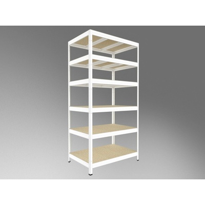 Biedrax Regál do sklepa 35 x 90 x 210 cm, bílý, 6 polic OSB 10 mm, nosnost 300 kg na polici