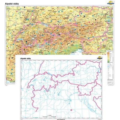 Cartographia Alpské státy + slepá mapa DUO (160x120 cm)