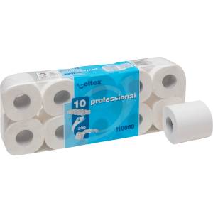 Celtex Тоалетна хартия CELTEX Professional двуслойна 200 броя бяла - 10 броя