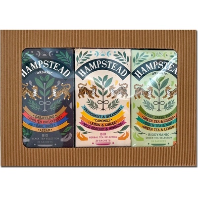 Hampstead Tea BIO Darčekový balíček selekcia bylinných, zelených a čiernych čajov 3 x 20 ks