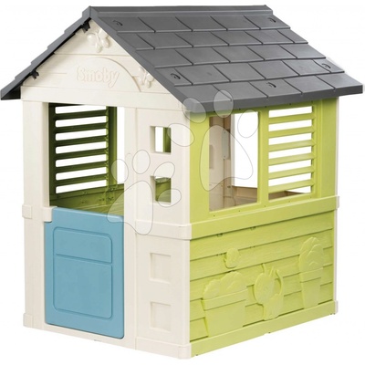 Smoby Domček s polovičnými dverami Jolie Playhouse Life zeleno-modrý s 3 oknami a 2 žalúziami