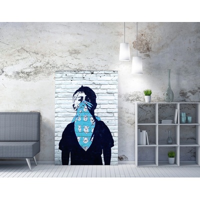ASIR Obraz na plátně (50 x 70) Banksy Street Art – kluk v bandaně