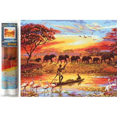 NORIMPEX Diamantové maľovanie Slonie stádo 30 x 40 cm