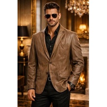 Max Original Leather Pánske kožené sako MASSIMO MAX grey/brown