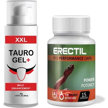 Еректил - Erectil 15 капсули за ерекция + Tauro Gel+ за увеличаване на пениса 50мл