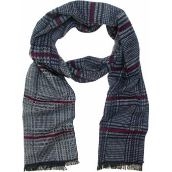 Modro-sivý šál s červeným pruhom