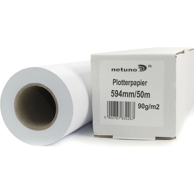 Papír do plotru v roli 594 mm x 50 m, 90 g/m², Netuno, bílý, pro projekty a plány