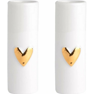 räder Porcelánové vázičky Gold Heart – set 2 ks, bílá barva, porcelán