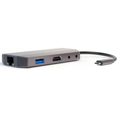 4smarts Мултифункционален хъб с DeX, Ethernet, HDMI, 3.5 mm jack, USB-C, USB 3.0 и четец за карти - 4smarts 9in1 USB-C Hub with DeX (тъмносив) (468781)
