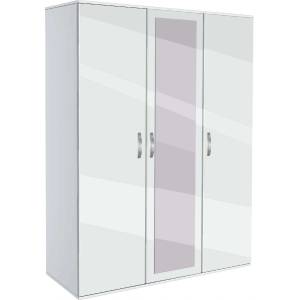 Bogdan Furniture G Трикрилен гардероб Мебели Богдан, модел BM-Ava 31 с огледало, бял гланц