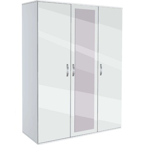 Bogdan Furniture G Трикрилен гардероб Мебели Богдан, модел BM-Ava 31 с огледало, бял гланц