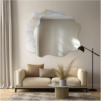 Alfaram Nepravidelné zrcadlo na bílo-zlatém mramoru MARBLE BIALORO 120x103