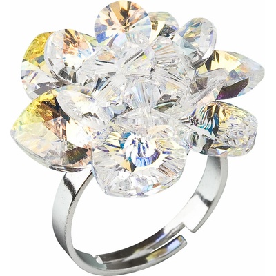 Pavona Strieborný prsteň s kryštálmi Swarovski AB efekt biela kvietka 35012.2 60
