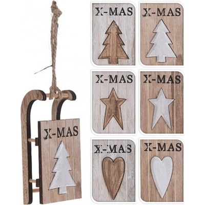 H&S vianočná ozdoba drevené sánky 14cm