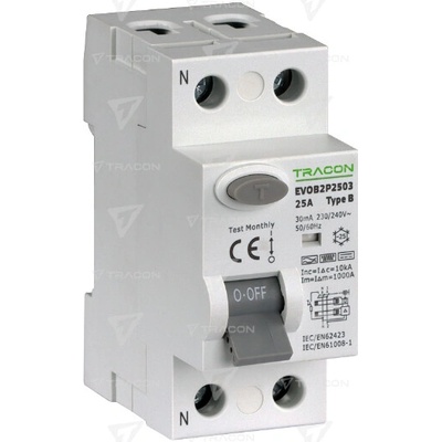 Tracon 2P B16A 30mA EVOB2P1603