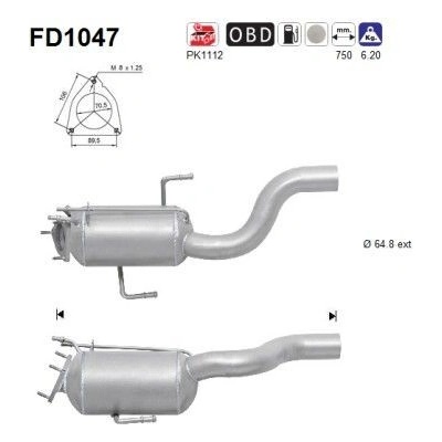 Filter sadzí/pevných častíc výfukového systému AS FD1047 FD1047