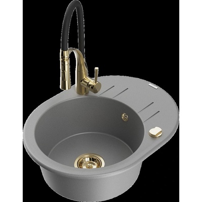 Kevin гранитна мивка с 1 отделение със сушилня и кухненски смесител Aster, сив - 6517-71-73450-57-G (6517-71-73450-57-G)