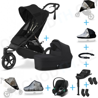 Cybex Set 10v1Avi Spin Moon Black 2024+vanička Cot S Moon Black+autosedačka Cybex+ISOFIX+adaptéry+pláštenky+ochranná sieť+madlo