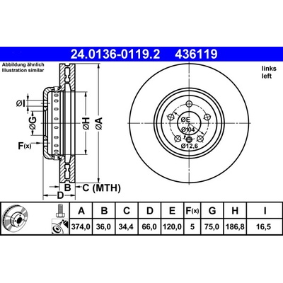 Brzdový kotúč ATE 24.0136-0119.2 (24013601192)