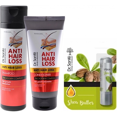 Dr. Santé Anti Hair Loss Dr. Santé Anti Hair Loss kondicionér pro podporu růstu vlasů 200 ml + Dr. Santé Shea Butter balzám na rty 3.6 g + Dr. Santé Anti Hair Loss šampon pro podporu růstu vlasů 250 m