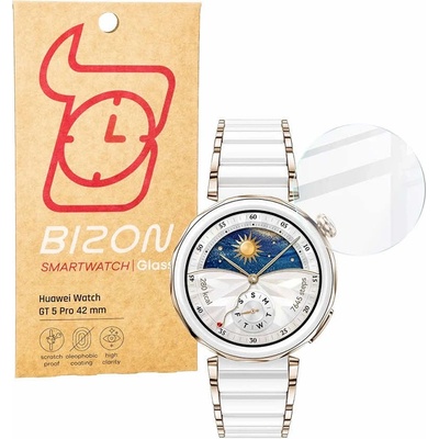 Bizon Калено стъклено защитно покритие на Huawei Watch GT 5 Pro 42мм - Bizon Tempered Glass Screen Protector (прозрачен) (BIZ6643)