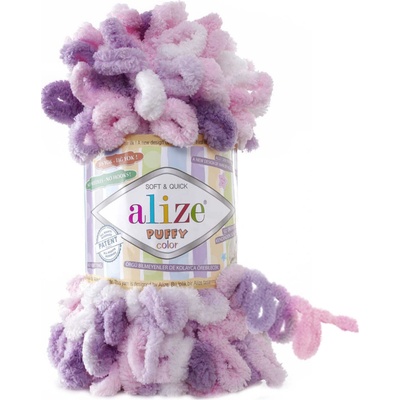 Alize příze Puffy color 6305 variace růžové, fialové , bílé