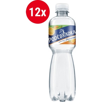 Poděbradka jemně perlivá pomeranč 12 x 0,5 l