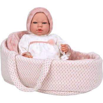 Arias Плачеща кукла-бебе Лусия в розов кош и биберон - 40 см (ari60812)