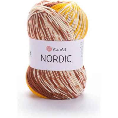 Yarn Art příze Nordic 656 žlutá, hnědá a krémová