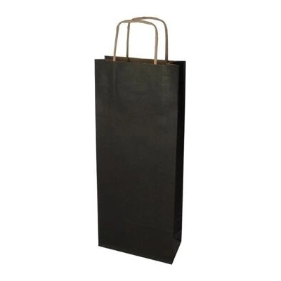 Papírová taška na víno černá 140x80x390 mm s krouceným uchem od 25 ks