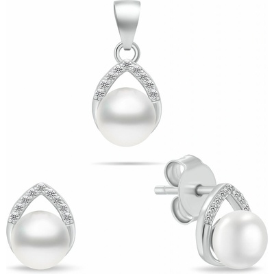 Brilio Silver Stříbrný set šperků s perlami a zirkony SET290W – Sleviste.cz