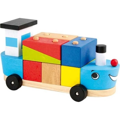 Small Foot dřevěná motorická hra Loď se stavebními kostky
