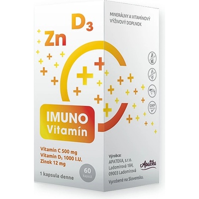 Apateka Imuno Vitamín C + D + zinok 60 kapsúl