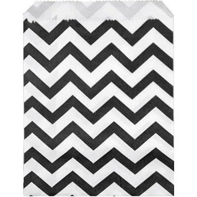 Prima-obchod Papírový sáček chevron 10x14 cm, barva 1 bílo-černá chevron