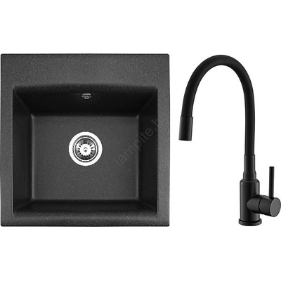 Alveus SETA23193 - Кухненска мивка ATROX+смесител за мивка MINTAS 34cm гранит/черен (AV0141)