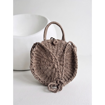 Okrúhla slamená kabelka crossbody – prírodná letná kabelka