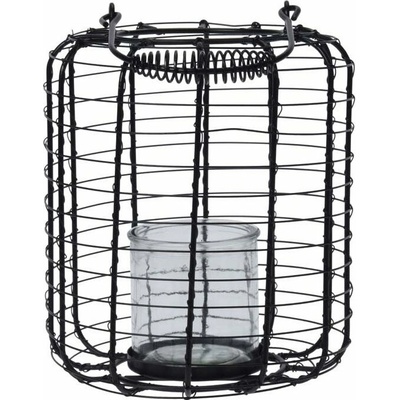 Koopmann Drátěná kovová lampa se svícnem, 18,5 × 24 cm, černá