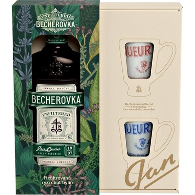 Becherovka Unfiltered 38% 0,5 l (dárkové balení 2 kalíšky)